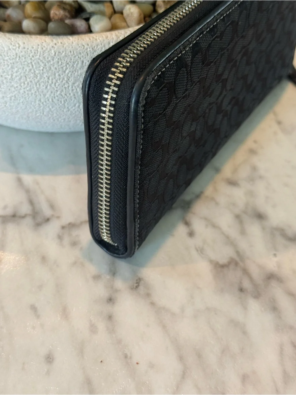 Coach Signature Zip Around Medallion Wallet